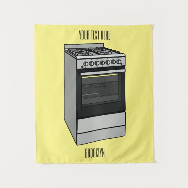 Tapete De Parede Ilustração de desenho do fogão elétrico (Frente)