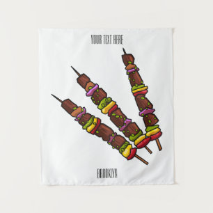 Tapete De Parede Ilustração de desenho do Kebab ou kabob