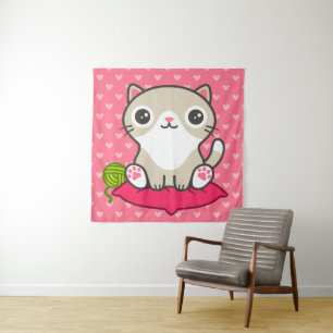 Tapete De Parede Ilustração de Gatinho de Cute