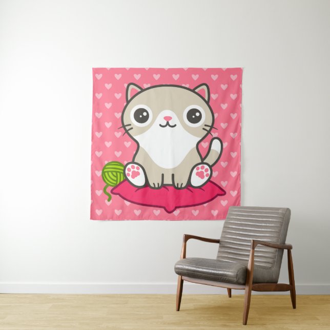 Tapete De Parede Ilustração de Gatinho de Cute (In Situ)