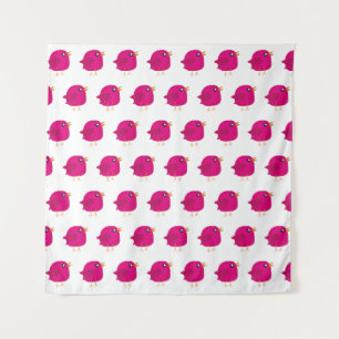 Tapete De Parede Ilustração de Passarinho Rosa Fofo