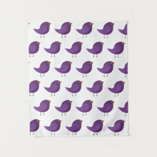 Tapete De Parede Ilustração de Passarinho Roxo Fofo