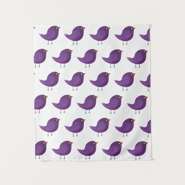Tapete De Parede Ilustração de Passarinho Roxo Fofo (Frente)