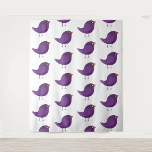 Tapete De Parede Ilustração de Passarinho Roxo Fofo