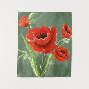 Tapete De Parede Ilustração de Poppies Vermelhos