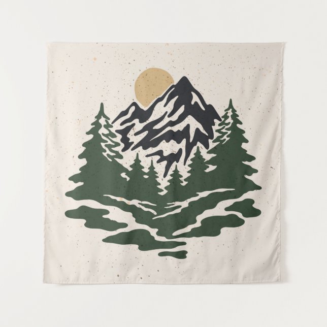 Tapete De Parede Ilustração de vinhetas de montanha (Frente)