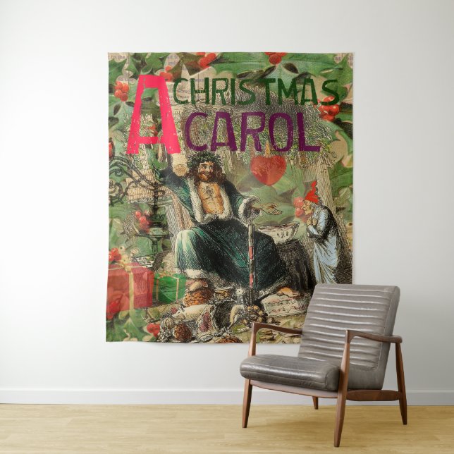 Tapete De Parede Ilustração do Espírito do Natal Presente Scrooge (In Situ)