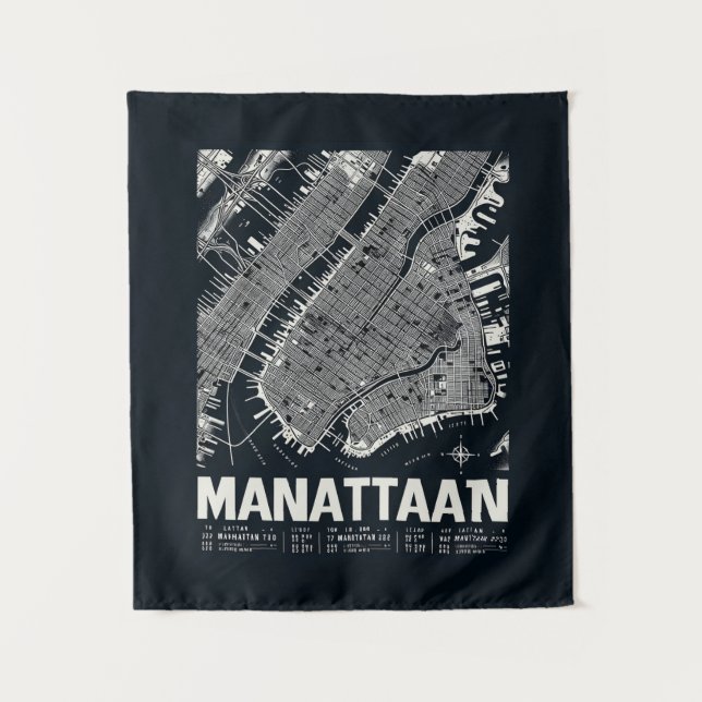 Tapete De Parede Ilustração do Mapa de Manhattan (Frente)