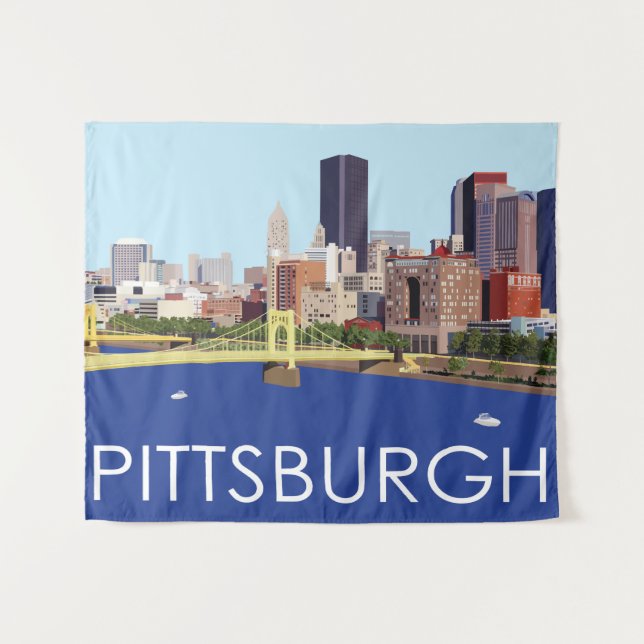 Tapete De Parede Ilustração Legal do computador Skyline Pittsburgh (Frente (Horizontal))