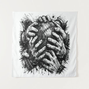 Tapete De Parede Ilustração Orkney Dark Art Ink – Mãos que Agarram