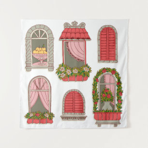Tapete De Parede Ilustrações com Windows Vintage: Artístico.