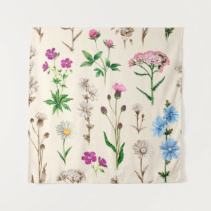 Tapete De Parede Ilustrações de aquarelas de flores silvestres. S