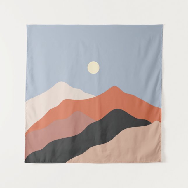 Tapete De Parede Ilustrações de meio século paisagístico,lan minima (Frente)
