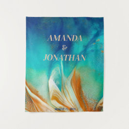 Tapete De Parede Imagem de Booth de Casamento Azul e Artístico Eleg