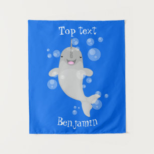 Tapete De Parede Imagem de desenho animado de bolhas de narvais fel