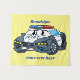 Tapete De Parede Imagem de desenho animado de carro da polícia feli