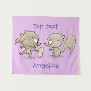 Tapete De Parede Imagem de desenho animado de esquilos engraçados