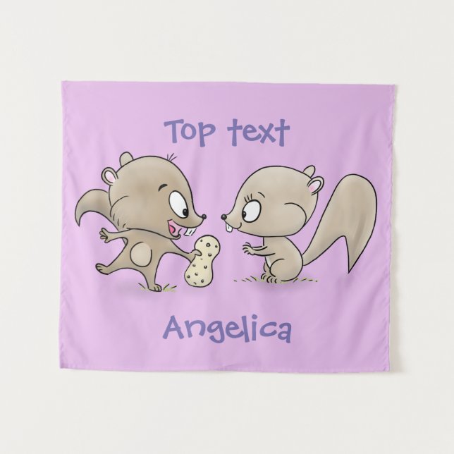 Tapete De Parede Imagem de desenho animado de esquilos engraçados (Frente (Horizontal))