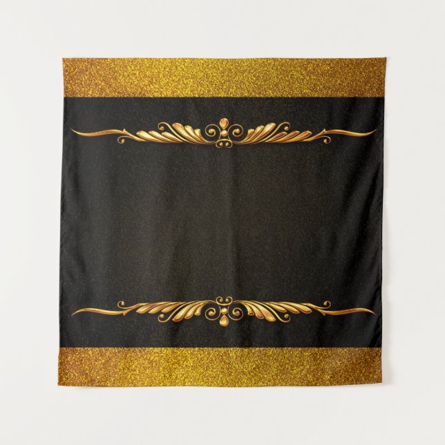 Tapete De Parede Imagem de fundo com quadro dourado floral (Frente)