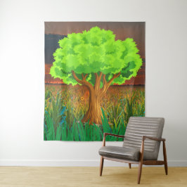 Tapete De Parede Imagem de um Trabalho de arte verde-verde-árvore -