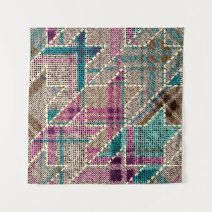 Tapete De Parede Imitation of indian patchwork pattern with texture