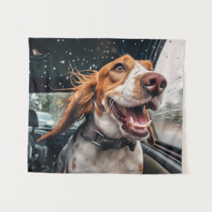 Tapete De Parede Impressão de Arte de Cachorro Animado em Carro Chu