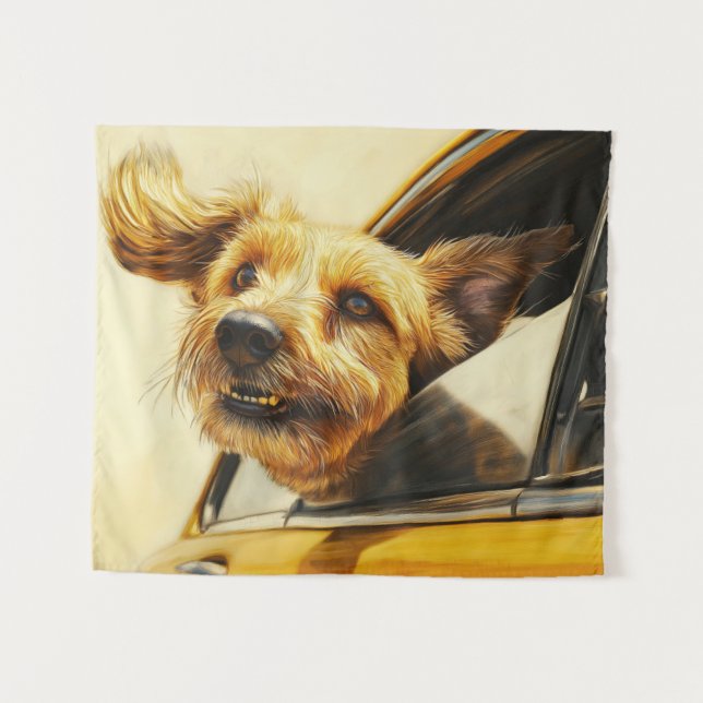 Tapete De Parede Impressão de Arte de Cachorro Divertido se Delicia (Frente (Horizontal))
