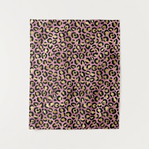 Tapete De Parede Impressão de leopardo rosa e dourado