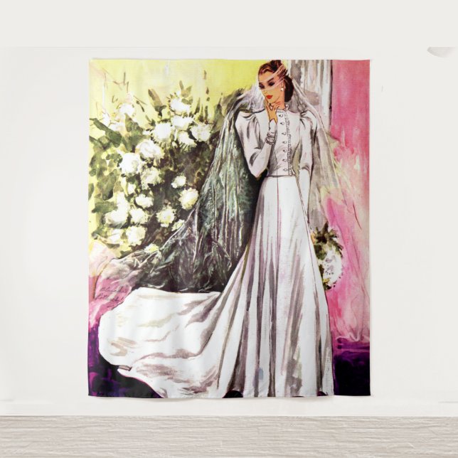 Tapete De Parede impressão de vestido de noiva de 1938 (Frente)