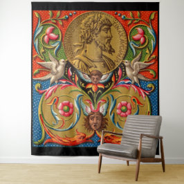 Tapete De Parede impressão do século 15 César pássaros flores etc