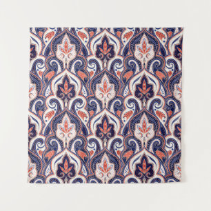 Tapete De Parede Indiano Paisley: Medalhão Floral Sem Selo.