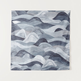Tapete De Parede Indigo Watercolor Wave Sem Vista