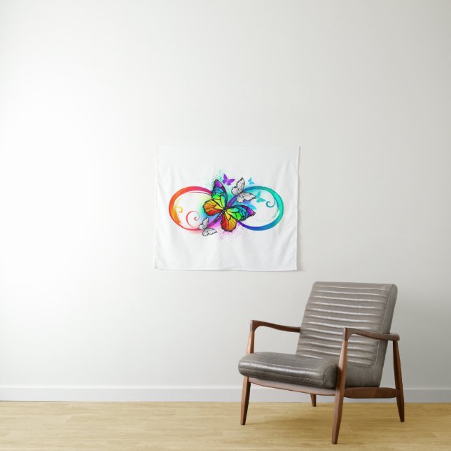 Tapete De Parede Infinidade brilhante com borboleta arco-íris (In Situ (Horizontal))
