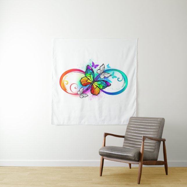 Tapete De Parede Infinidade brilhante com borboleta arco-íris (In Situ)
