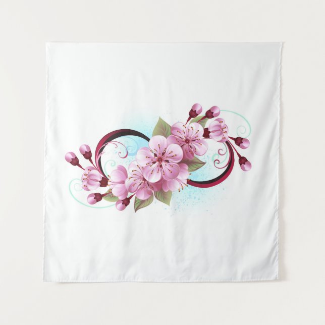 Tapete De Parede Infinidade com Flores de Flor Sakura (Frente)
