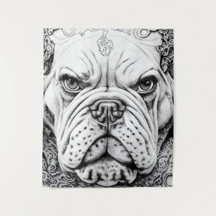 Tapete De Parede Inglês Bulldog Pet Wild Nature Illustration Line