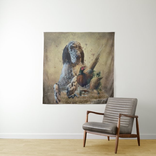 Tapete De Parede Inglês setter com faisões, arte (In Situ)