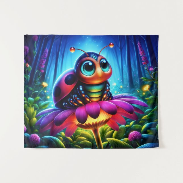 Tapete De Parede Inseto mágico numa floresta noturna luminosa (Frente (Horizontal))