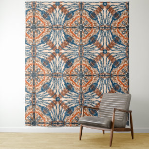Tapete De Parede Inspirado turco: Marinho texturizado e Terracotta