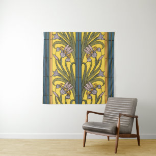 Tapete De Parede Iris Flower Art Nouveau Padrão De Vidro Obtido