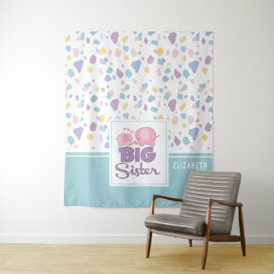 Tapete De Parede Irmã Mais Velha Elefante Cor Pastel Padrão Colorid
