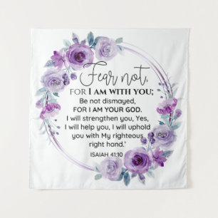 Tapete De Parede Isaiah 41:10 Medo não Escritura Floral Roxa