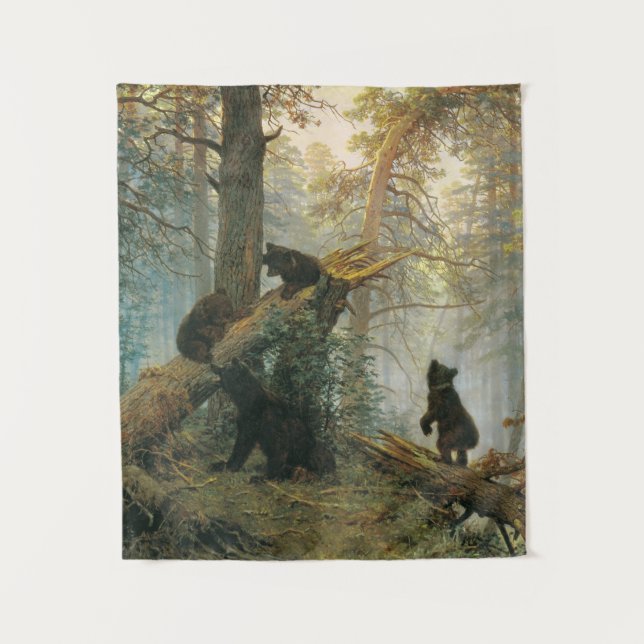 Tapete De Parede Ivan Shishkin - Manhã Na Floresta Dos Pinus (1889) (Frente)