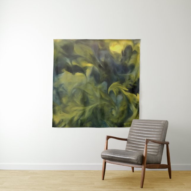 Tapete De Parede Jack Frost em Cinza Azul e Abstrato-Arte Amarela (In Situ)