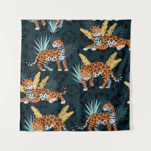 Tapete De Parede Jaguar Palms - Padrão de Vintagem Sem Costura