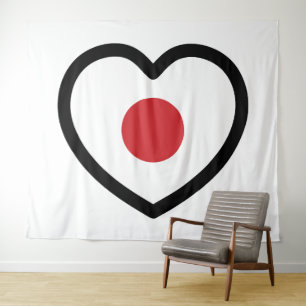Tapete De Parede Japão   Sinalizador Japonês Heart