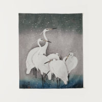 Japonês Egrets Koson Cranes Winter Snow