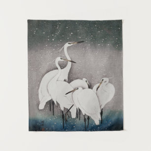 Tapete De Parede Japonês Egrets Koson Cranes Winter Snow