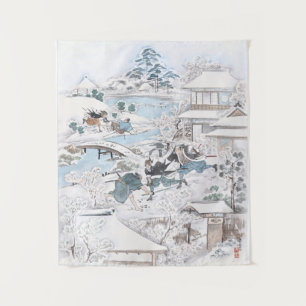 Tapete De Parede Japonês Ukiyo-e de 47 Ronin na ponte de Ryogoku