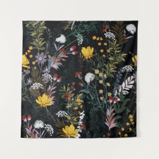 Tapete De Parede Jardim Floral Escuro: Padrão Noturno Sangrento